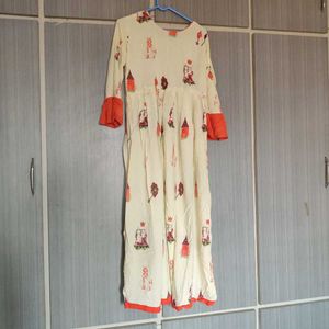 Beutiful Long Top With Frills Work On Hands