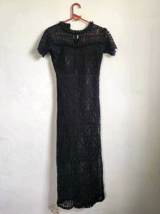 Elegant Black Lace Maxi Dress