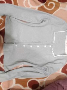 Lace Trim Button Front Top