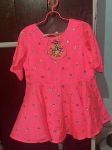 Pink Embroidered Kurta