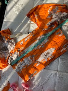 Floral orange crop top