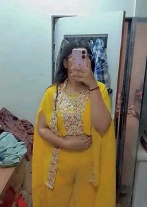 PURVA Yellow Embroidered Three Piece