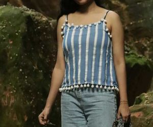 Women Striped Sleeves Top