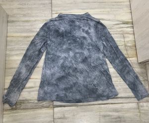 Grey-Blue Tie Dye Criss Cross Neck Top