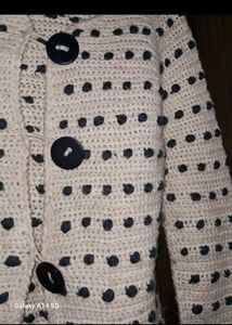 Crochet Cardigan with Polka Dots
