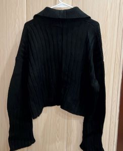 Black Knit Button-Down Cardigan