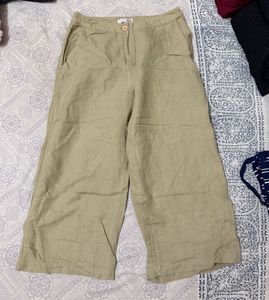 AND Beige Solid Trousers