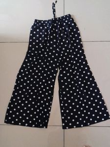 Polka Printed Black Palazzo Pants