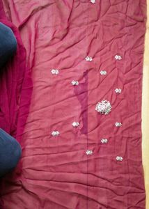 Elegant Maroon Embroidered Saree