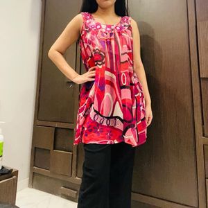 Pink Top With Beautiful Work On Neckline