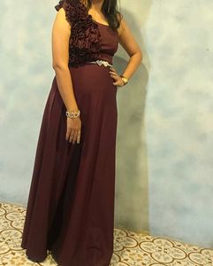Marron One Shoulder Party Gown 👯