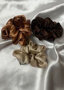 Neutral Satin Scrunchie Set