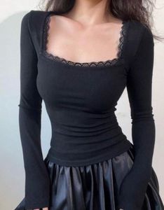 Lace Trim Long Sleeve Top