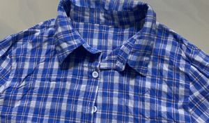 Blue Plaid Crop Top