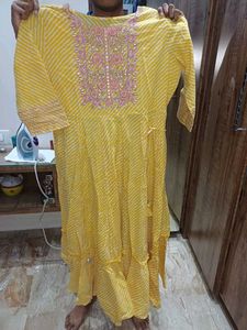 Yellow Embroidered Anarkali Kurti