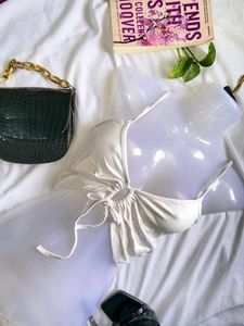 Strappy Ribbed White Top