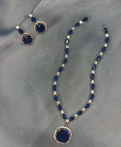 Blue American Diamond Jewellery set
