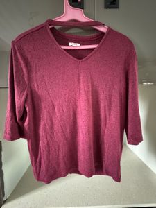 Burgundy V-Neck Top