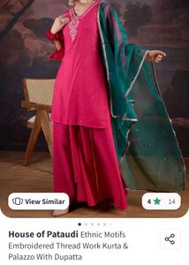 Rani Color Kurta and Pallazo Set