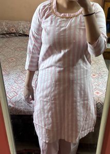 White And Pink Linen Suit