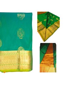 Elegant Green Silk Saree mustard blouse