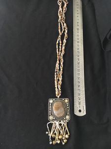OOAK Beaded agate tassel Necklace