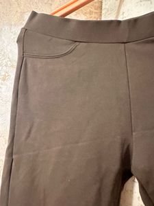 New Olive Green Cropped Leggings, Waist- 32