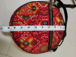 Red Kalamkari Printed Handbag