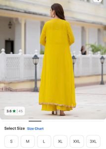 yellow 3 piece set (blouse, palazzo, shrug)