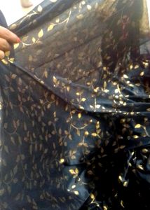 Black Party Wear Saree With Golden Hassels