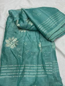 Elegant Sea Green Floral Saree