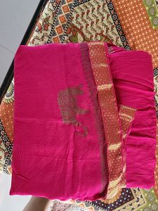Chanderi Print Pink Long Skirt