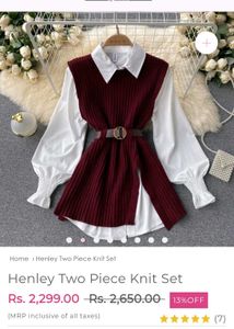Alamode By Akansha Red Sweater Vest &amp; White Shirt