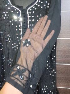 Mesh Black Long Kurti.