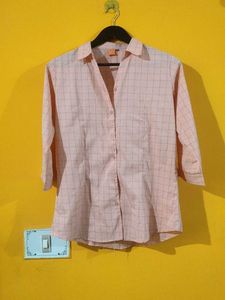 Pink Plaid 3/4 Sleeve Button-Down