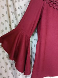 Maroon Ruffle Sleeve Top