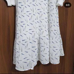 Printed White Balloon Dress