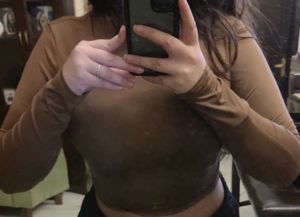 Brown Cropped Turtle Neck Top