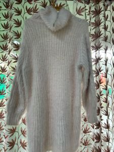 Women High Neck Dress + Woolen Cap