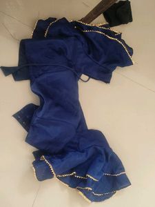 Navy Blue Bell Sleeve Ready Made Padded Blouse
