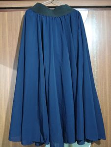 Long Flared Navy Blue Skirt