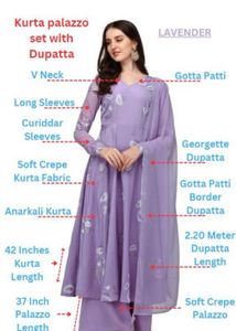 Lavender Floral Printed AnarkaliKurti Palazzo Set