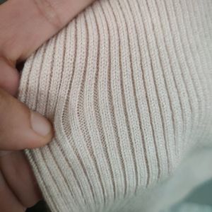 Cream Colour Ribbed Winter Skirt