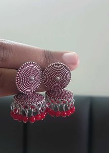 Red Jhumka Earrings