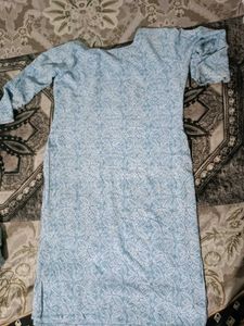 Blue Printed Kurti Set