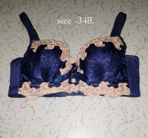 Navy & Beige Lace Bra
