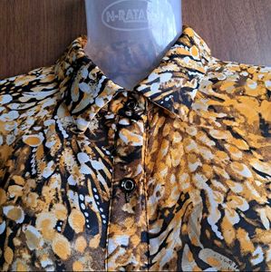 Imported Tiger Printed Top With Full Button Open