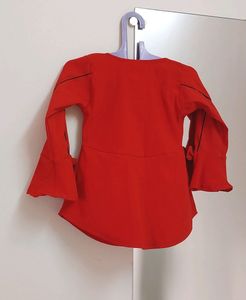 ❤️Bow Bell Sleeves Fancy Red Top