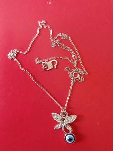 Butterfly &amp; Evil Eye Gold Necklace