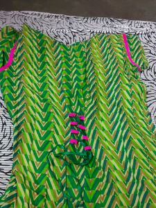 pink and green colour kurta